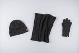 3-set: Čepice, šála a rukavice z merino vlny a kašmíru Antracitové