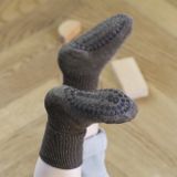 Dětské vlněné protiskluzové ponožky Hnědé