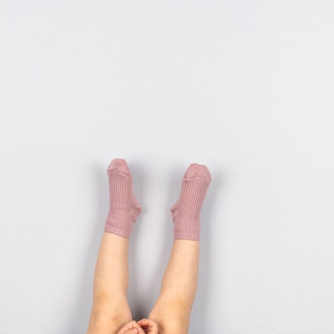 Dětské vroubkované kotníkové ponožky Růžové