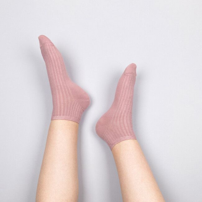 Vroubkované kotníkové ponožky Růžové
